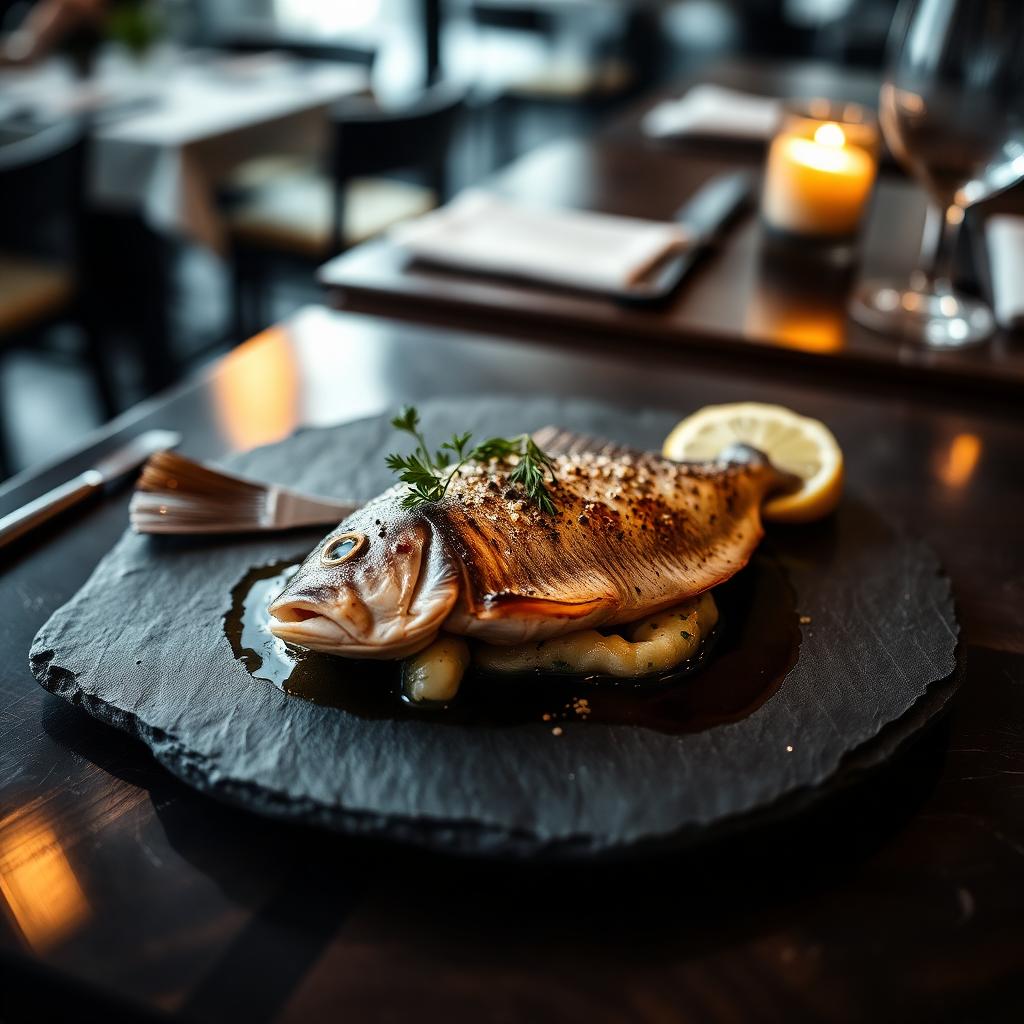 Verfijnd visgerecht bij All Blue Restaurant in Dormelletto