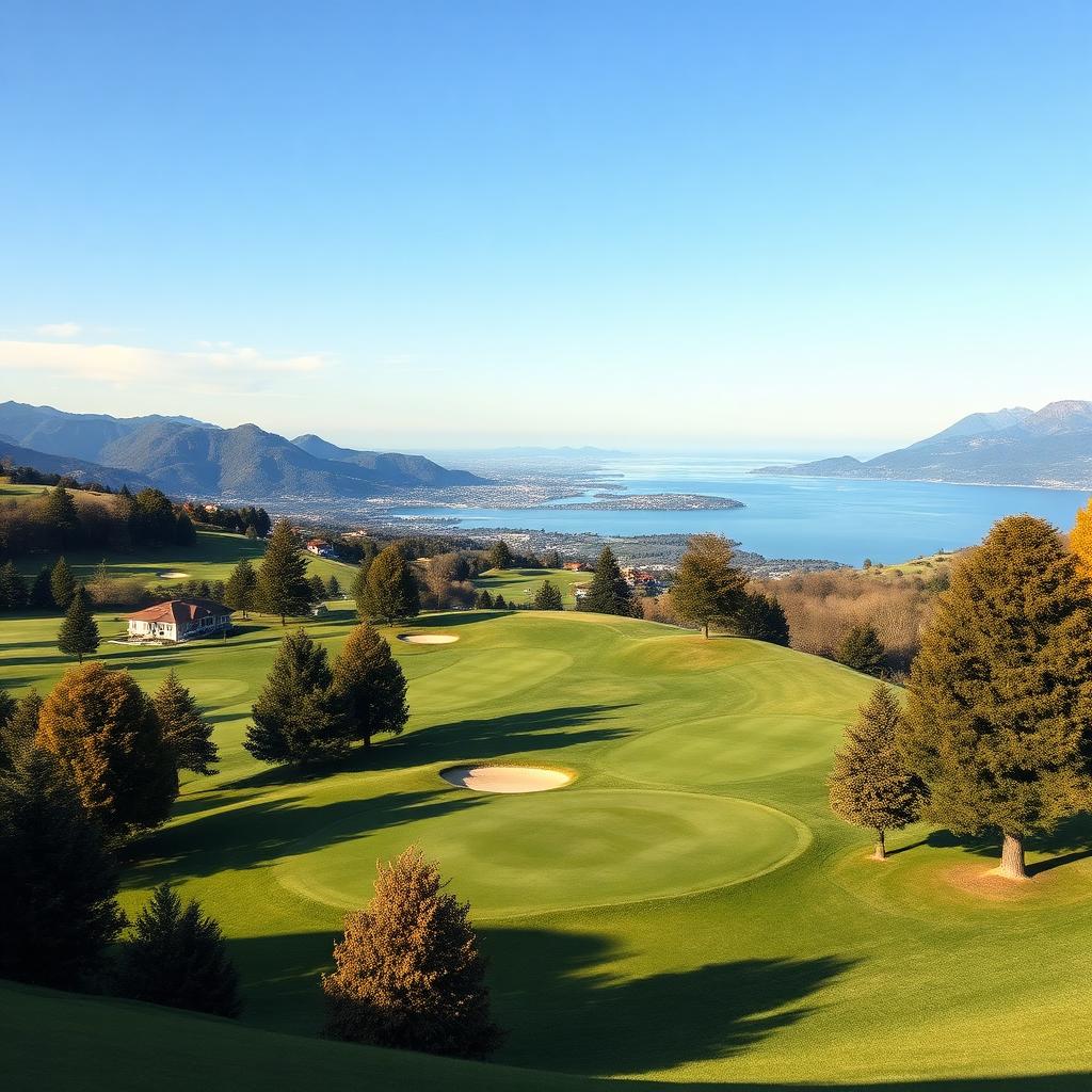 Panoramische golfbaan boven Stresa met uitzicht op het Lago Maggiore