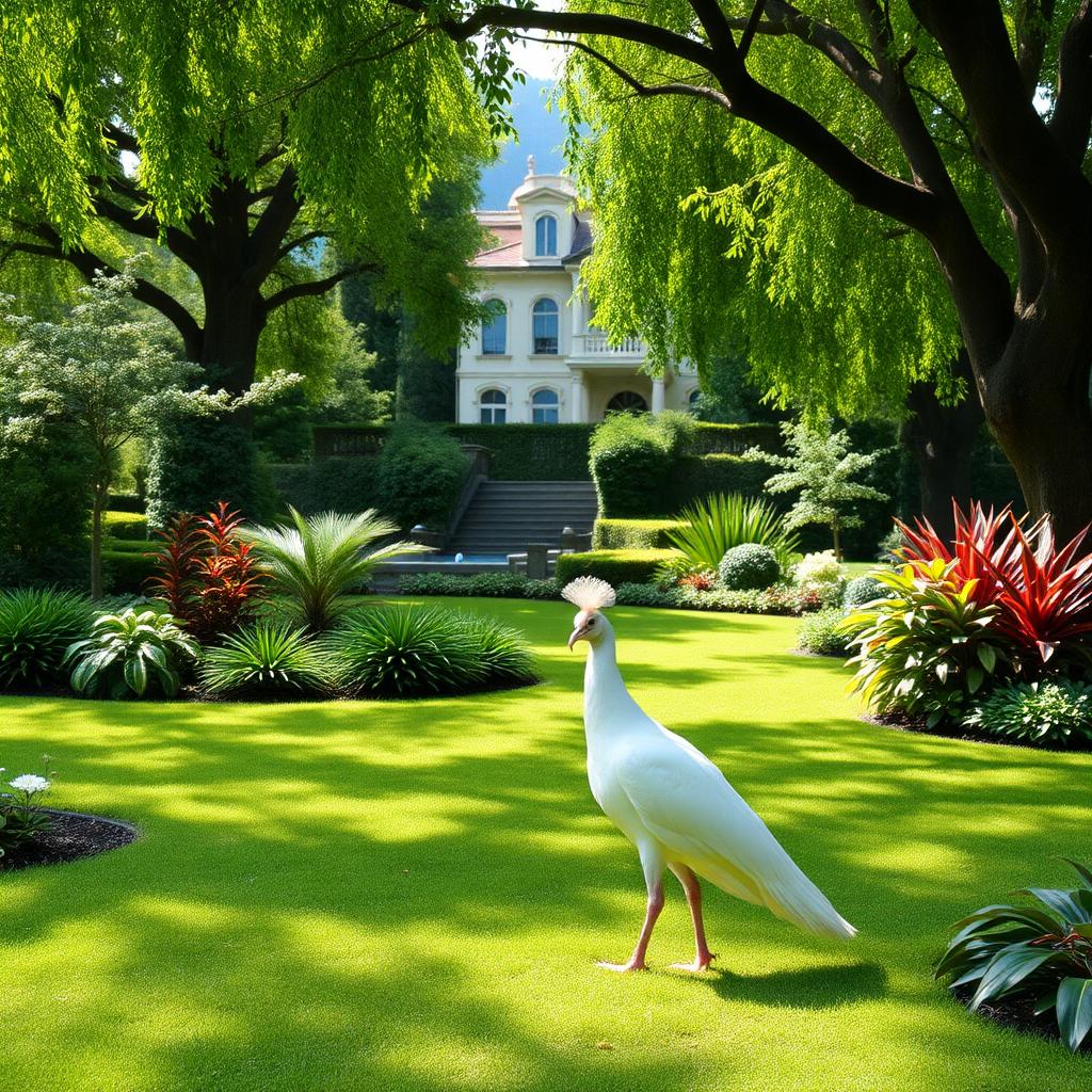 Witte pauw in de botanische tuin van Isola Madre