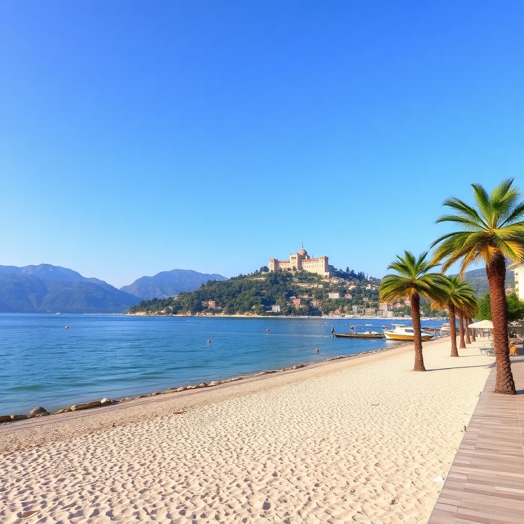 Lido di Arona met palmenpromenade aan het Lago Maggiore
