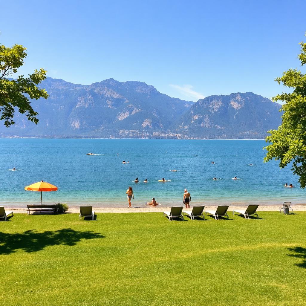 Grasligweide van het Lido di Lisanza aan het Lago Maggiore