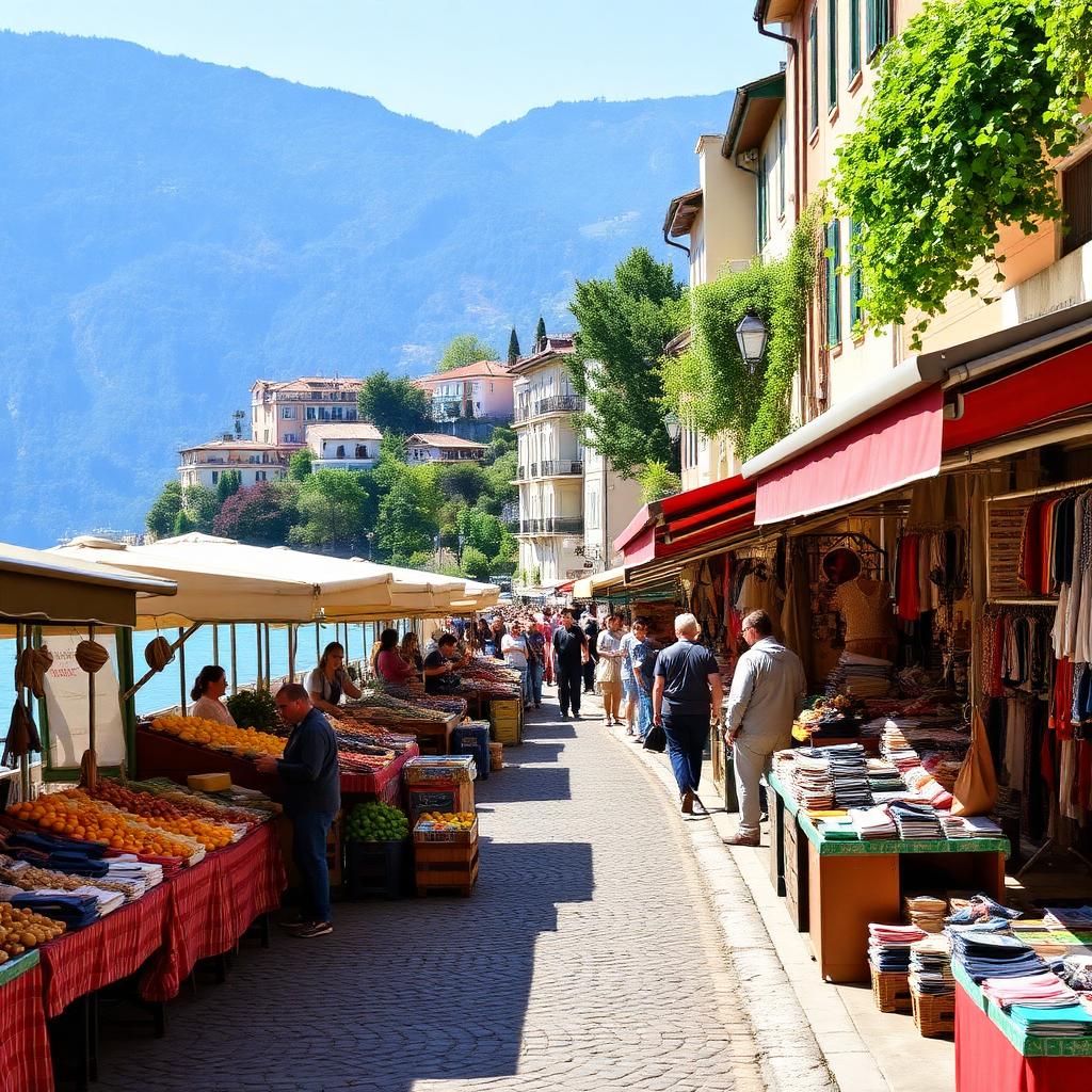 Marktkraampjes langs het meer in Cannobio
