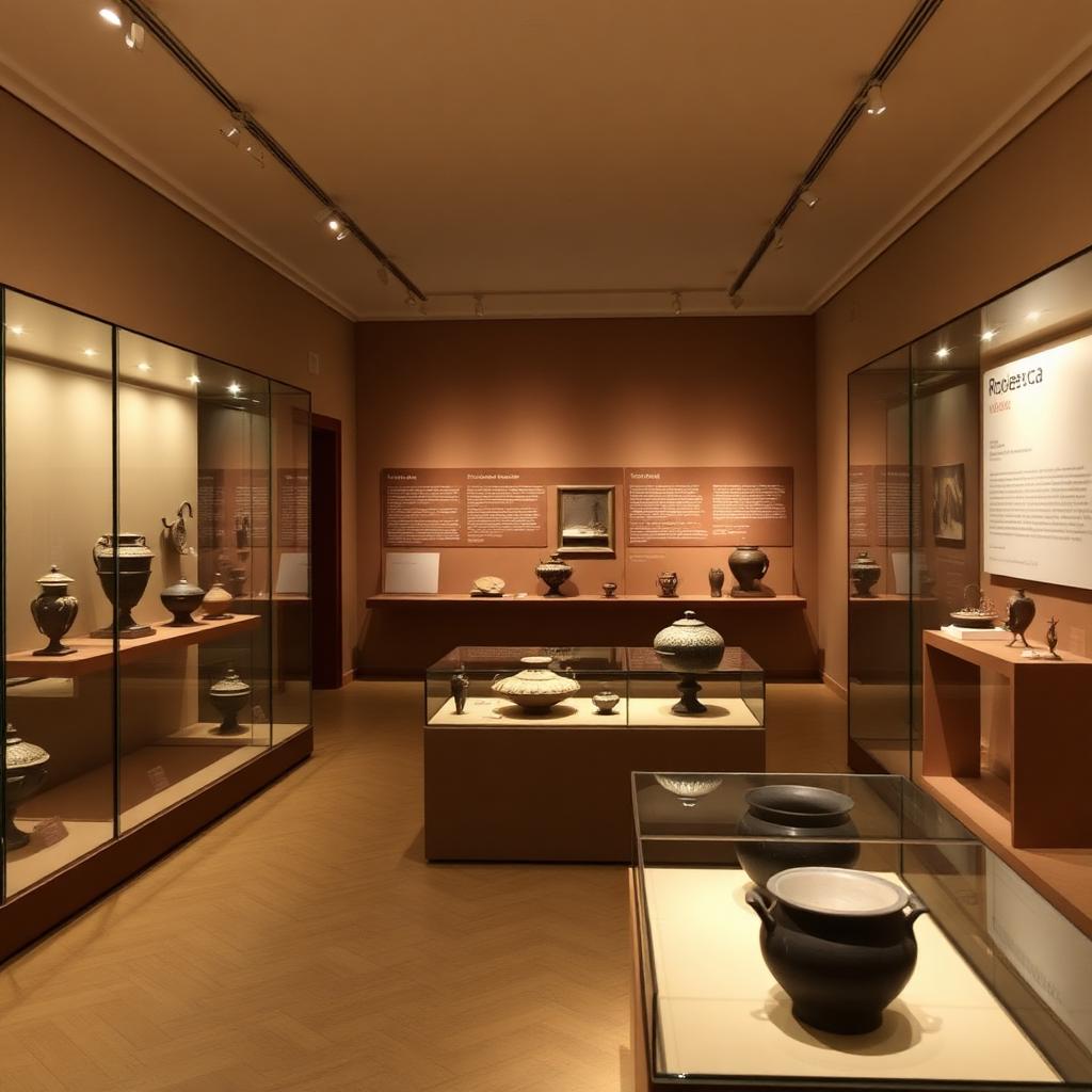 Vitrines met Golasecca-vondsten in het archeologisch museum van Sesto Calende