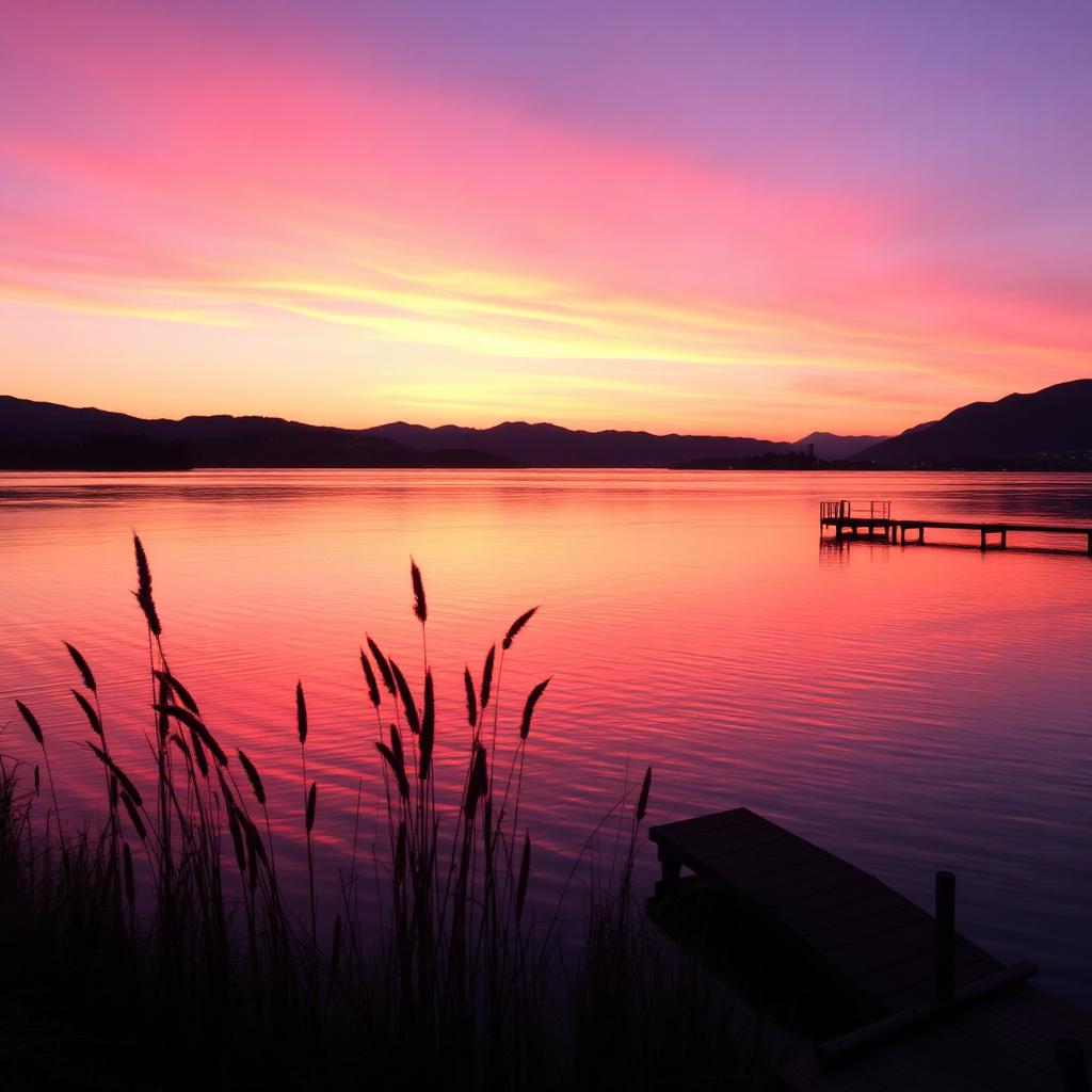 Zonsondergang boven de Ticino bij Sesto Calende en Lisanza