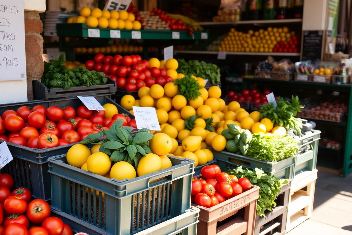 Verse groenten en fruit in een Italiaanse winkel